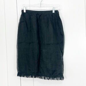 Vintage Lord & Taylor Medium Black Silk Pencil Midi Ruffle Skirt